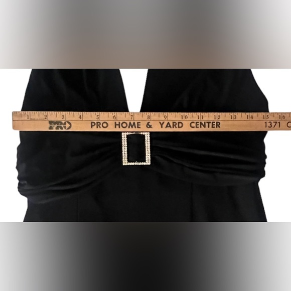 Dave & Johnny By Laura Ryner Vintage Black V-Neck Gown w/ Bling Size 11/12 EUC! - Picture 12 of 16